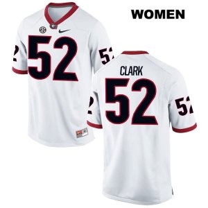 Women's Georgia Bulldogs NCAA #52 Tyler Clark Nike Stitched White Authentic College Football Jersey OHM3654WR